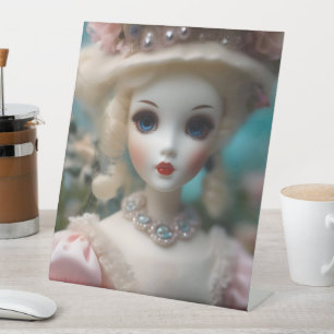 Blue Eyed Vintage Doll, Pedestal Sign