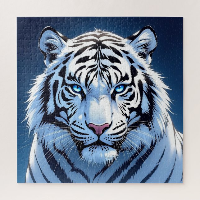 Blue eyed White Tiger Jigsaw Puzzle (Vertical)