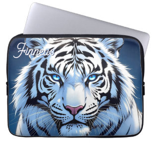 Blue eyed White Tiger Personalised Laptop Sleeve