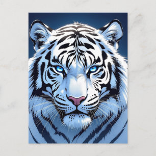 Blue eyed White Tiger   Saying hi Postcard