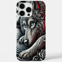 Blue-Eyed Wolf Night Art
