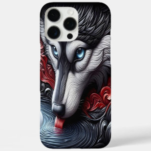 Blue-Eyed Wolf Reflection Scene iPhone 16 Pro Max Case