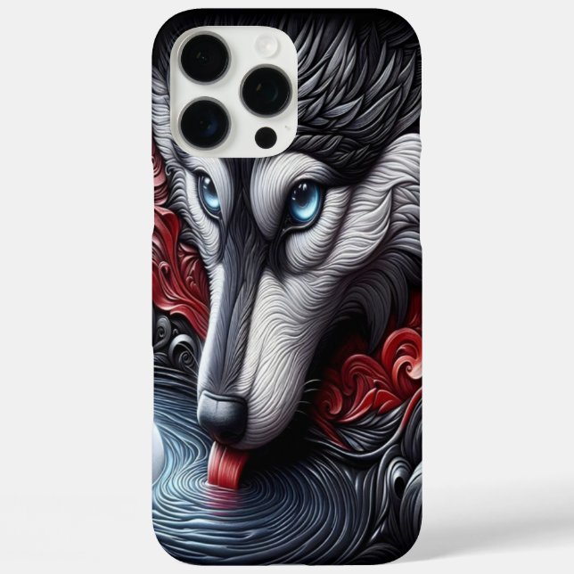 Blue-Eyed Wolf Reflection Scene Case-Mate iPhone Case (Back)