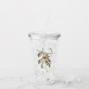 Blue-Eyed Yellow Warbler Audubon Bird on Wisteria Acrylic Tumbler