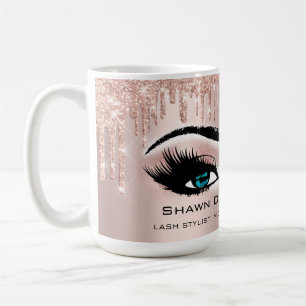 Blue Eyelashes Rose Glitter Drips Makeup Bride Coffee Mug