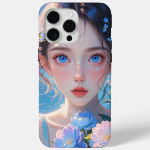 blue eyes anime girl  iPhone 15 pro max case