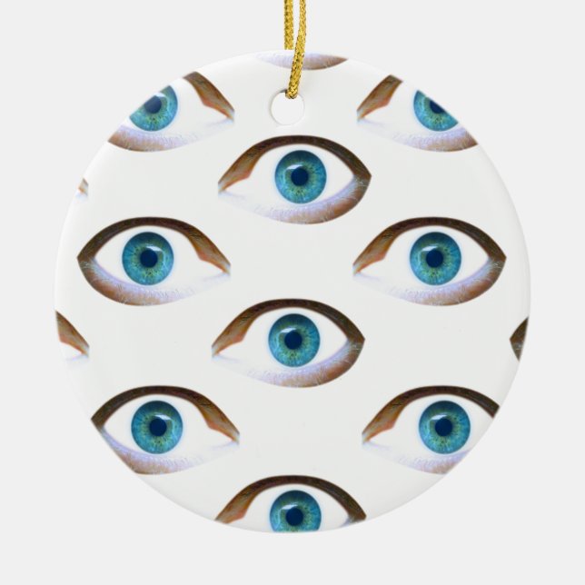 blue eyes ceramic tree decoration (Front)