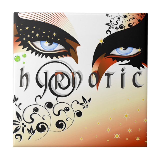 Blue Eyes Fashion Make Up Ceramic Tile (Front)