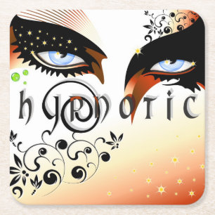 Blue Eyes Fashion Make Up Square Paper Coaster