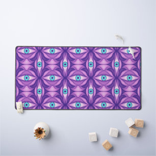 Blue Eyes in Purple Foliage Dark Botanical Art Desk Mat
