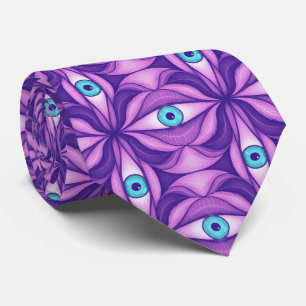 Blue Eyes in Purple Foliage Dark Botanical Art Tie