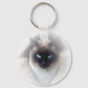 Blue eyes siamese cat key ring