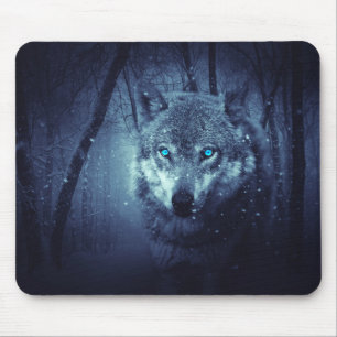 Blue Eyes Wolf Mouse Pad