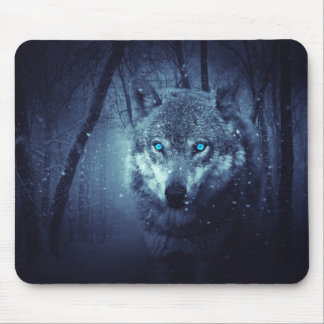 Blue Eyes Wolf Mouse Pad