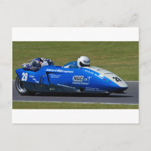 Blue F2 sidecar Postcard