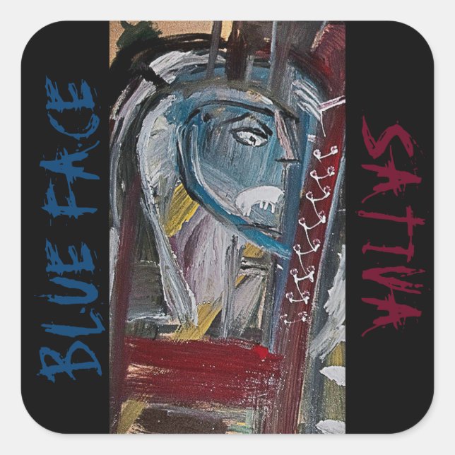BLUE FACE SATIVA SQUARE STICKER (Front)