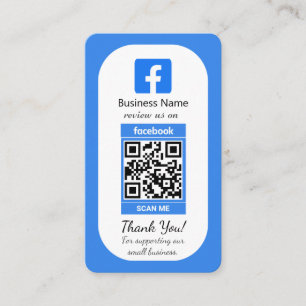 Blue Facebook Review Business Card With QR Code