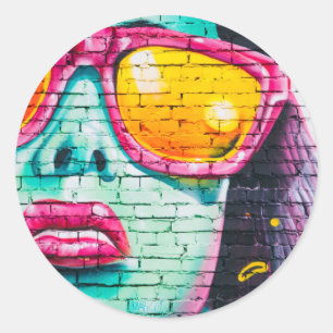 blue faced full hearted classic round sticker