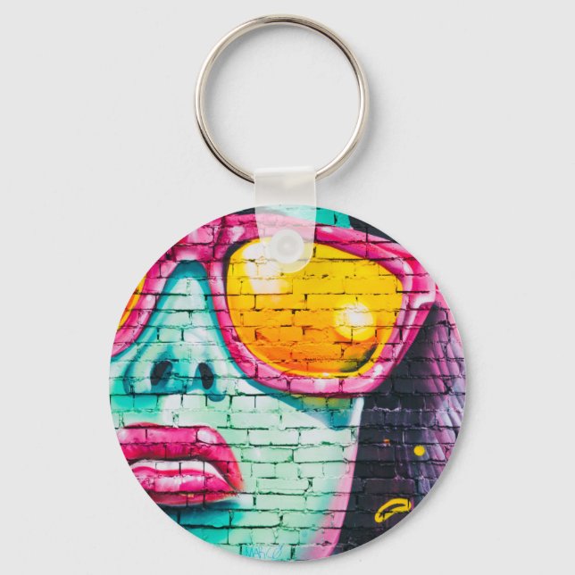 blue faced full hearted key ring (Front)