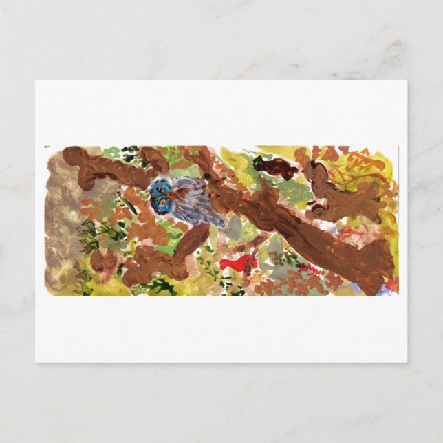 Blue-faced owl in a tree postcard (Front)