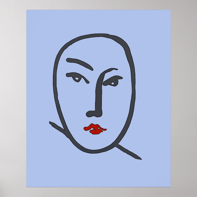 Blue Faces Abstract Poster (Front)