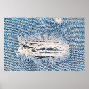 Blue faded ripped jeans, Textures ripped jeans bac Poster