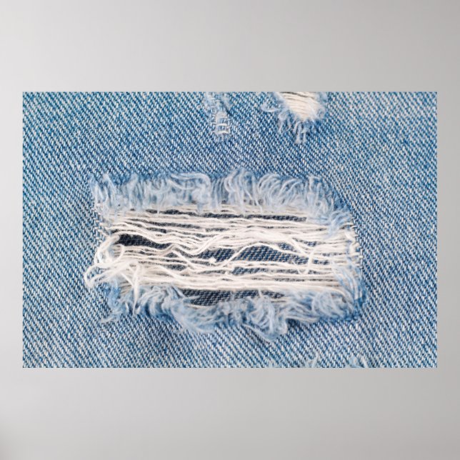 Blue faded ripped jeans, Textures ripped jeans bac Poster (Front)