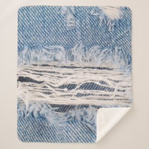 Blue faded ripped jeans, Textures ripped jeans bac Sherpa Blanket