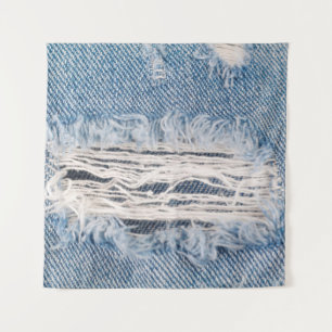 Blue faded ripped jeans, Textures ripped jeans bac Tapestry