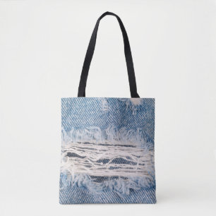 Blue faded ripped jeans, Textures ripped jeans bac Tote Bag