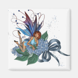 Blue Fae on Blue Flowers Design 1 Magnet