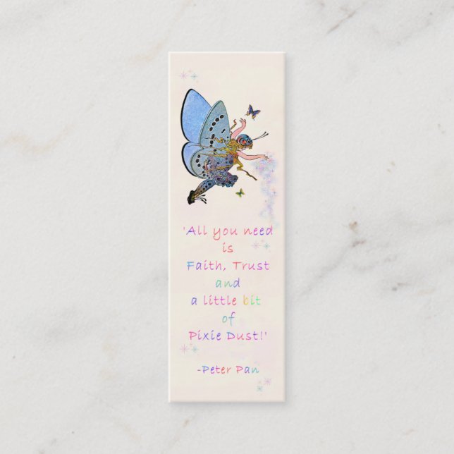 Blue Faerie Bookmark Mini Business Card (Front)