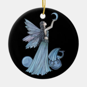 Blue Fairy and Dragon Ornament