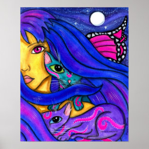 Blue Fairy and Her Cats Poster