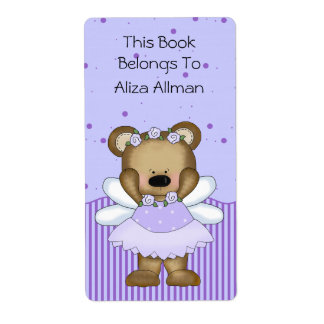 Blue Fairy Bear Bookplate Label