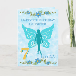 Blue Fairy Daughter 7th Birthday Card