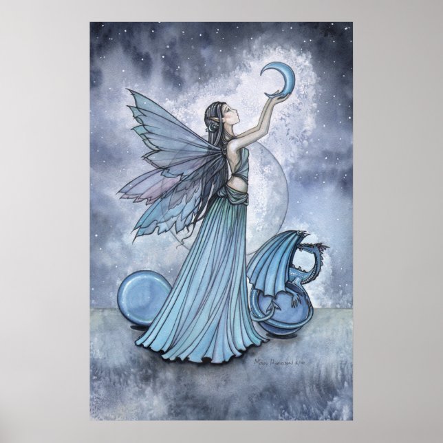 Blue Fairy Dragon Poster by Molly Harrison (Front)