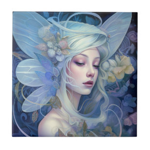 Blue Fairy Fantasy Art Ceramic Tile