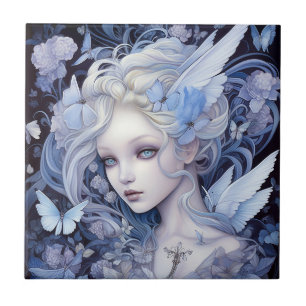 Blue Fairy Fantasy Art Ceramic Tile