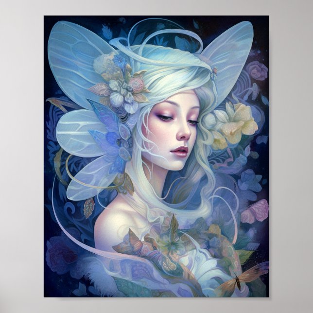 Blue Fairy Fantasy Art Poster (Front)