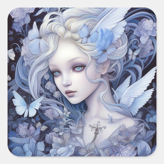 Blue Fairy Fantasy Art Square Sticker (Front)