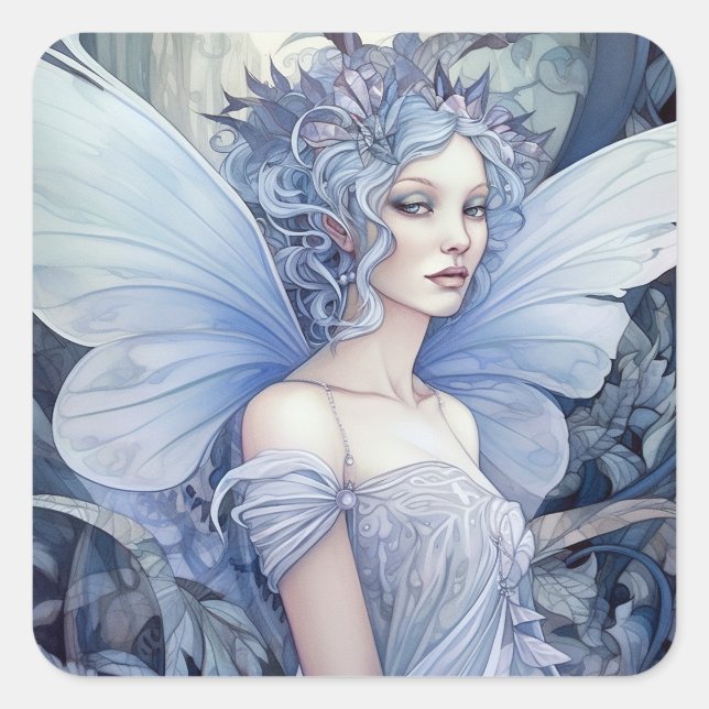Blue Fairy Fantasy Art Square Sticker (Front)