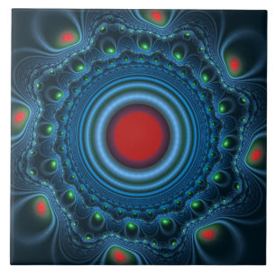 Blue fairy fractal ornate pattern ceramic tile