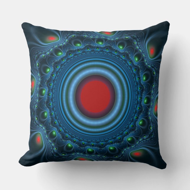 Blue fairy fractal ornate pattern cushion (Front)
