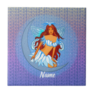 Blue Fairy Night Moon Ceramic Tile