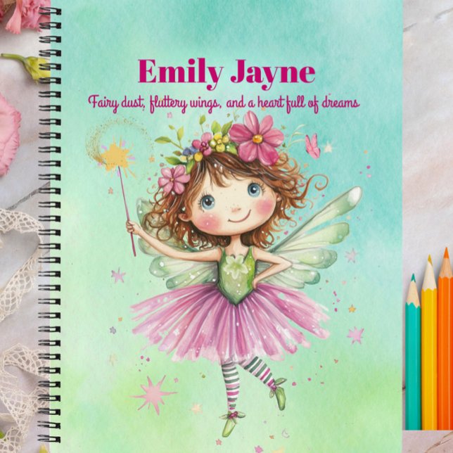 Blue Fairy Notebook Write Draw Sketch For Girls (Personalized Blue Fairy Journal for Girls – Cute Fairy Dust Quote & Custom Name Notebook)