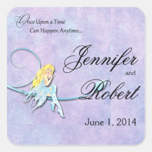 Blue Fairy on Purple Watercolor Envelope Seal