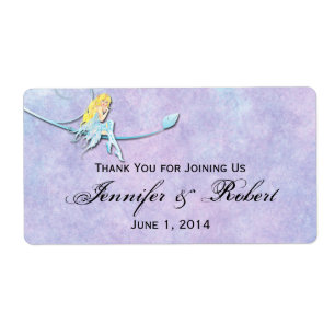 Blue Fairy on Purple Watercolor Water Bottle Label