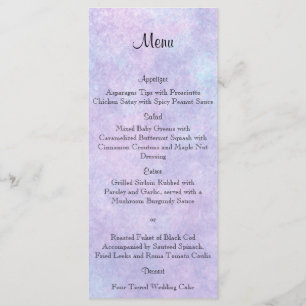 Blue Fairy on Purple Wedding Menu