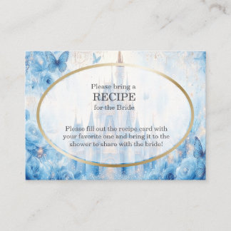 Blue Fairytale Castle Bridal Shower Recipe Request Enclosure Card